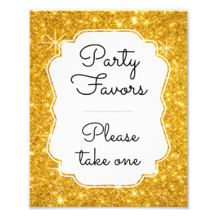 Party Favors Please Take One Gold Sparkle Sign