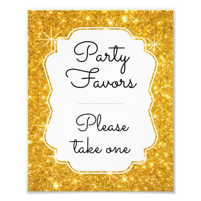 Party Favors Please Take One Gold Sparkle Sign (Front)