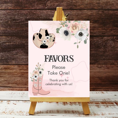 Party Favors Take One Modern Western Cowgirl Theme Poster