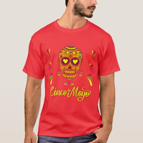 Party Fiesta Mexican Sombrero Sugar Skull Cool Cin T_Shirt