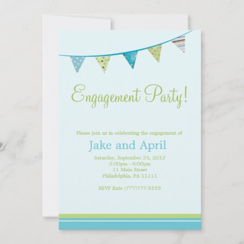 Party Flags Engagement Party - Blue Invitations