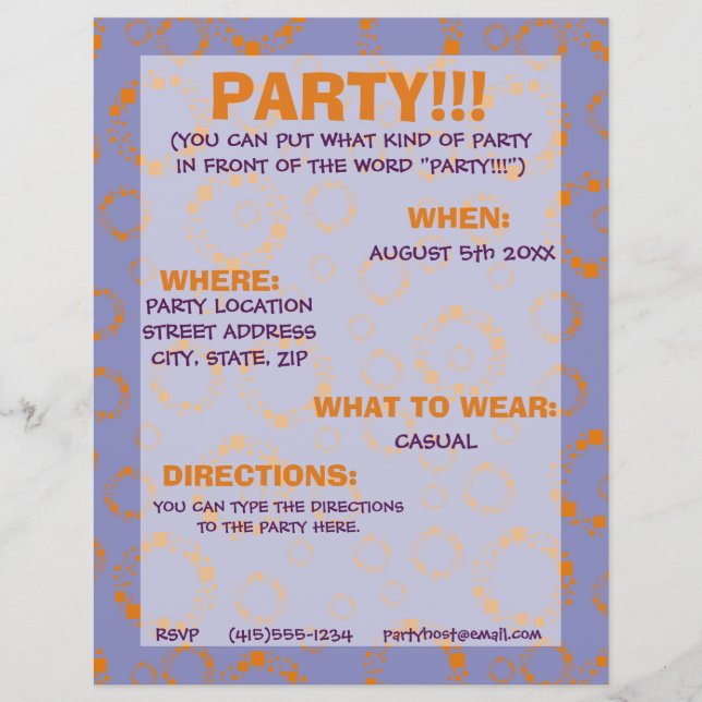 Party Flyer Orange Purple Colorful Pattern (Front)