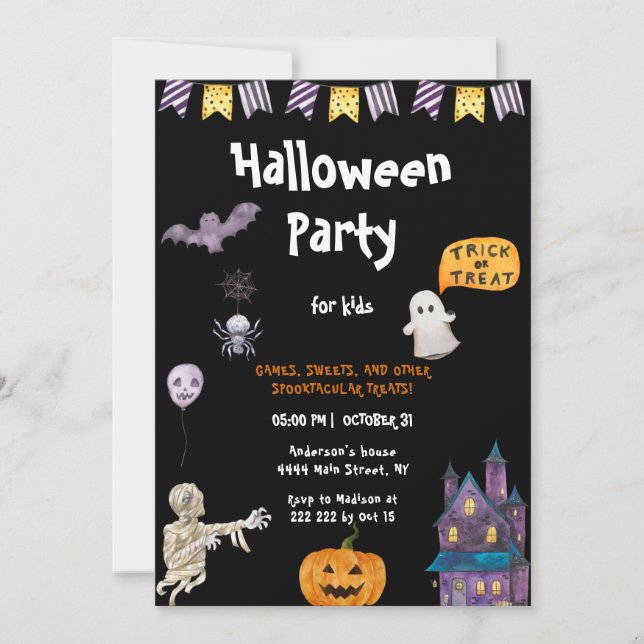Party For Kids Halloween Invitation (Front)