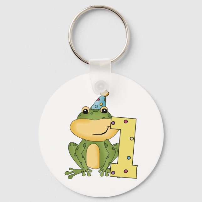 Party Frog 1st Birthday T-shirts and Gifts Keychain (Front)