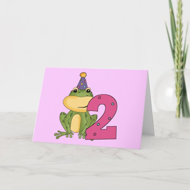 Party Frog 2nd Birthday T-shirts and Gifts Card (Front)