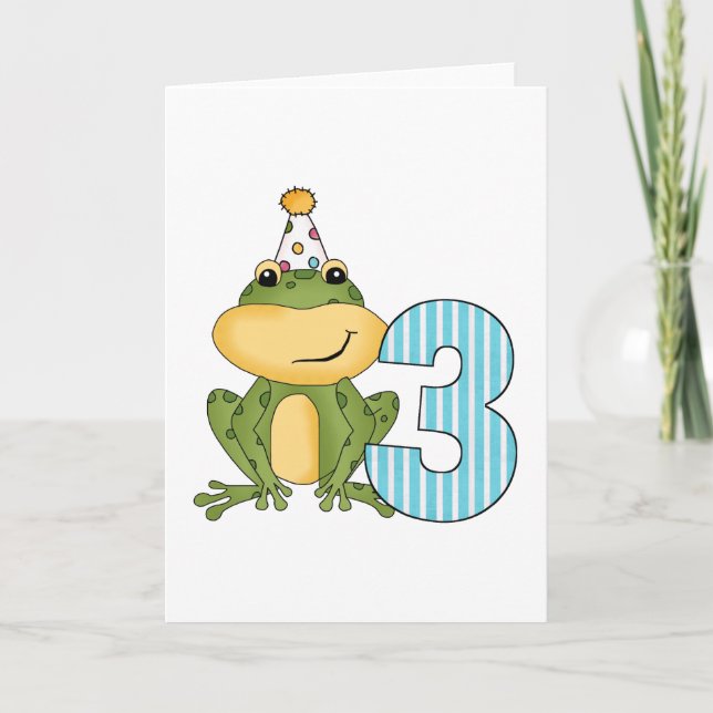Party Frog 3rd Birthday T-shirts and Gifts Card (Front)