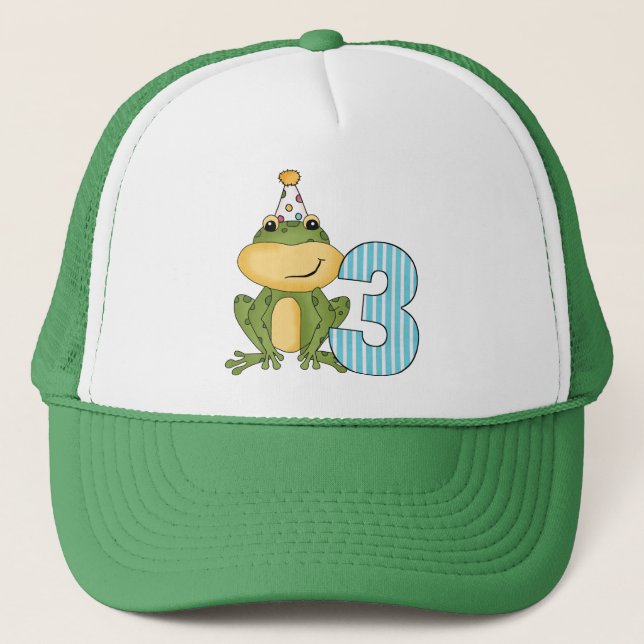 Party Frog 3rd Birthday T-shirts and Gifts Trucker Hat (Front)
