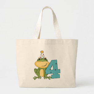 Party Frog 4th Birthday T-shirts and Gifts Large Tote Bag