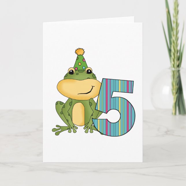 Party Frog 5th  Birthday T-shirts and Gifts Card (Front)