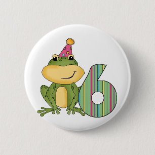 Party Frog 6th Birthday T-shirts and Gifts Button