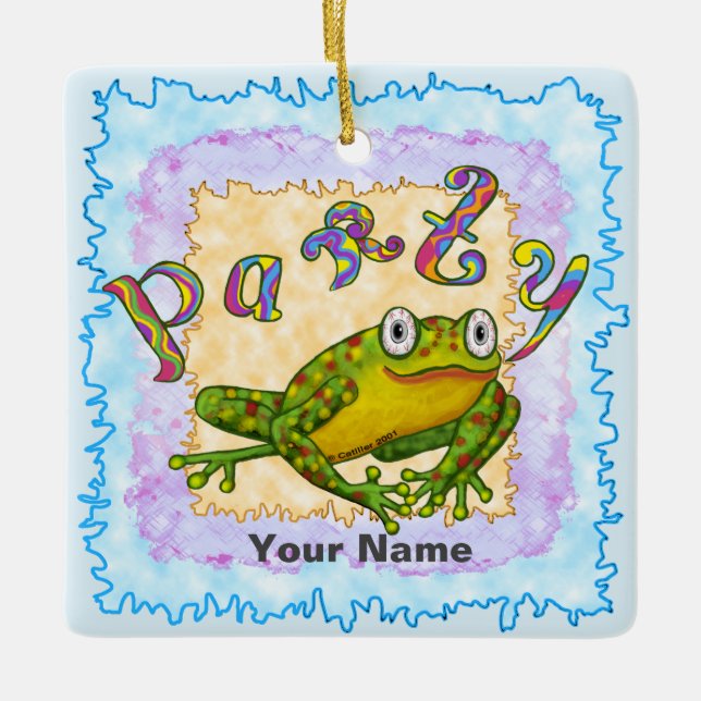 Party Frog Birthday ornaments (Front)