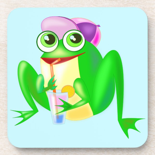 Party Frog Coaster - Your Color - Text (Front)