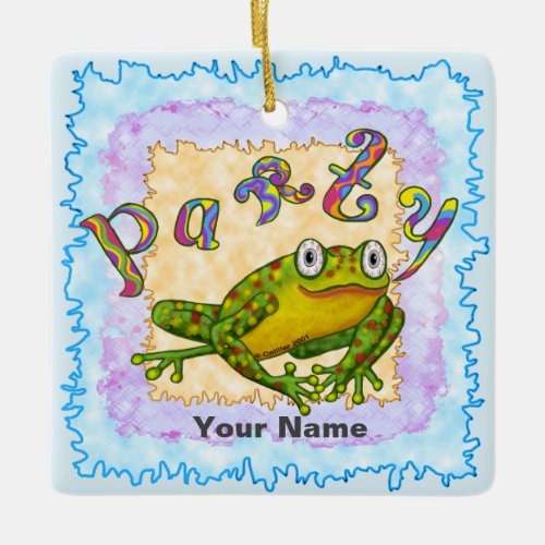 Party Frog custom name ornament