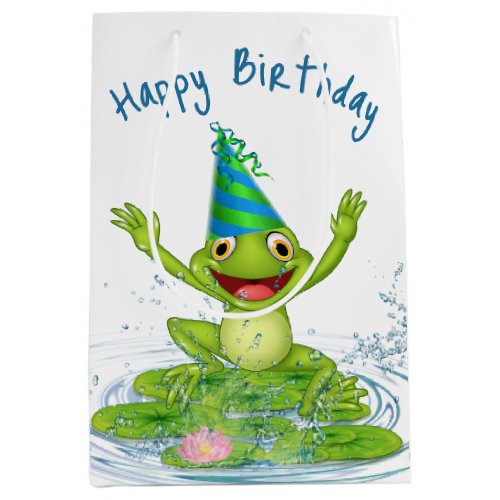 Party Frog for Birthday Medium Gift Bag
