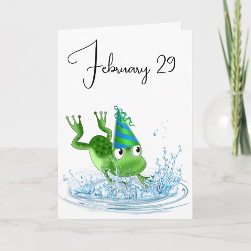 Party Frog for Leap Year Birthday Card