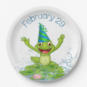 Party Frog for Leap Year Birthday Paper Plates