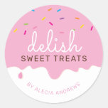 Party Frosting Drips Cute Cake Sprinkles Pink Classic Round Sticker at Zazzle