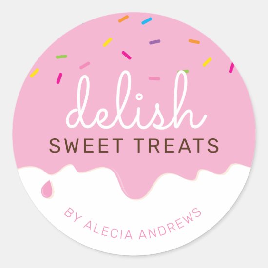 PARTY FROSTING DRIPS cute cake sprinkles pink Classic Round Sticker