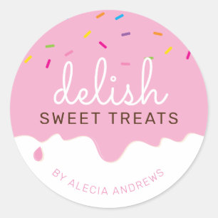 PARTY FROSTING DRIPS cute cake sprinkles pink Classic Round Sticker
