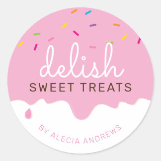 PARTY FROSTING DRIPS cute cake sprinkles pink Classic Round Sticker