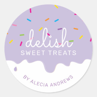 PARTY FROSTING DRIPS cute cake sprinkles purple Classic Round Sticker