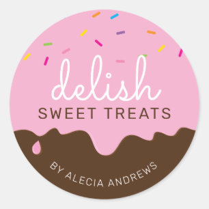 PARTY FROSTING DRIPS cute sprinkles chocolate pink Classic Round Sticker