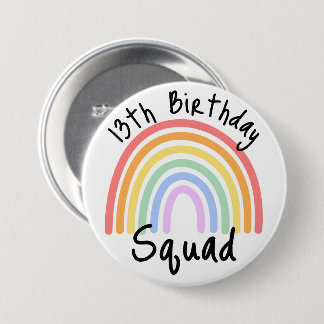 Party, Fully Customizable, Rainbow Birthday Squad Button