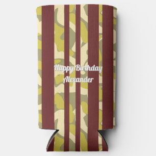 Party Fun Abstract Camo Stripe Pattern Seltzer Can Cooler