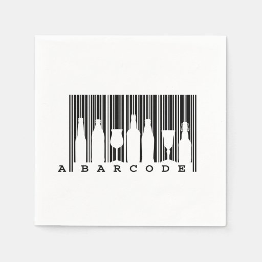 Party fun: black and white bar code (barcode), standard cocktail napkin ...