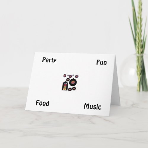 PARTY FUN FOOD MUSICPARTY INVITATION