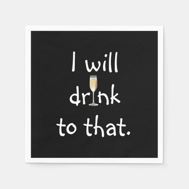 Party Fun Text With White Wine Napkins (Front)