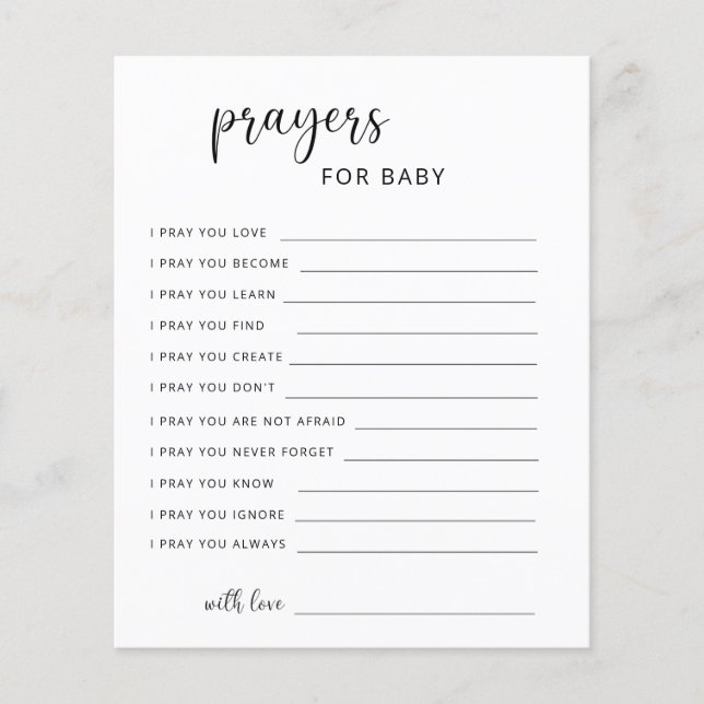 Party game | prayers for baby (Front)