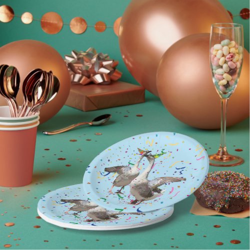 Party Geese Confetti Celebration Paper Plates