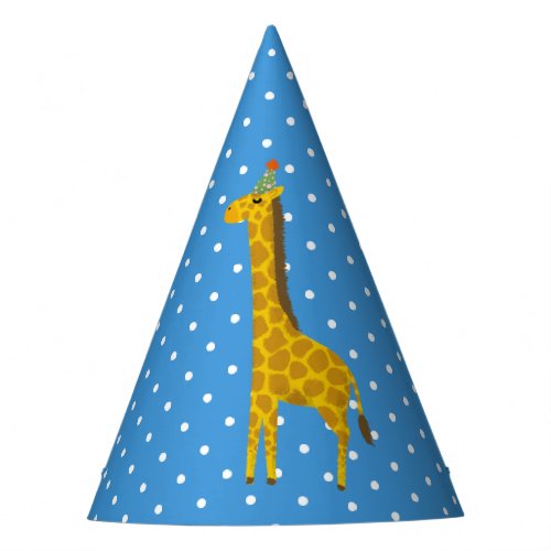 Party Giraffe Blue with White Dots Party Hat