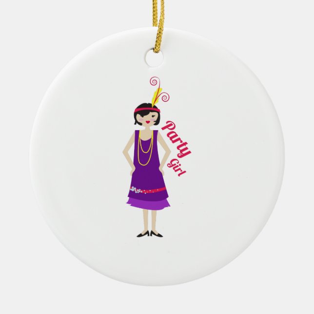 Party Girl Ceramic Ornament (Front)
