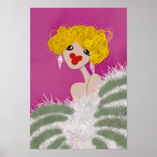Party Girl Dancing Pink Glam Fashion Art Poster (Front)