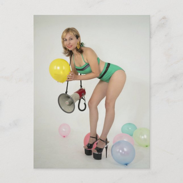 Party Girl  Pin up Girl Photo Postcard (Front)