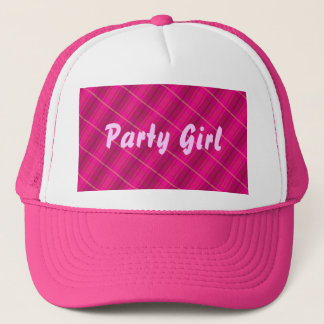 Party Girl Pink Plaid Trucker Hat