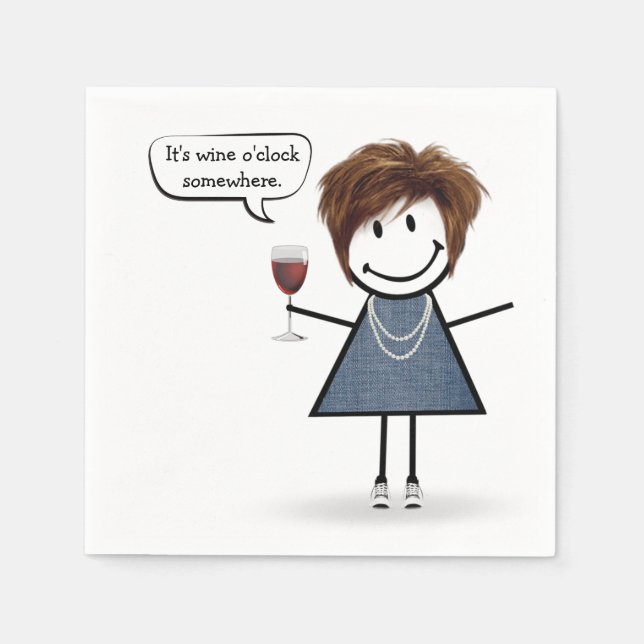 Party Girl with Red Wine  Napkins (Front)