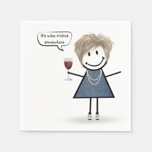 Party Girl with Red Wine Napkins