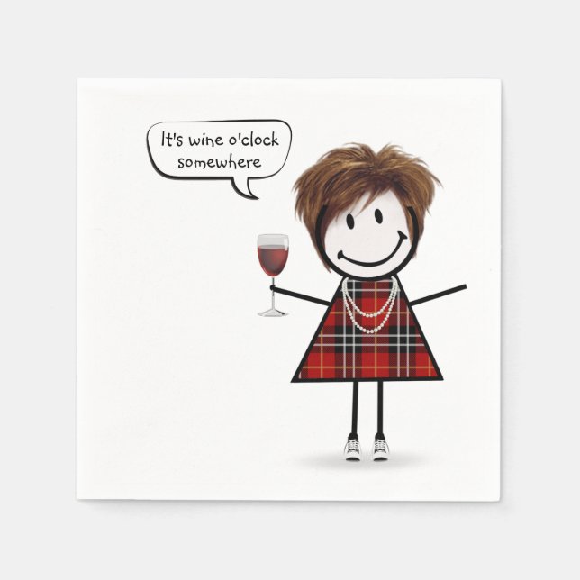 Party Girl with Red Wine  Napkins (Front)
