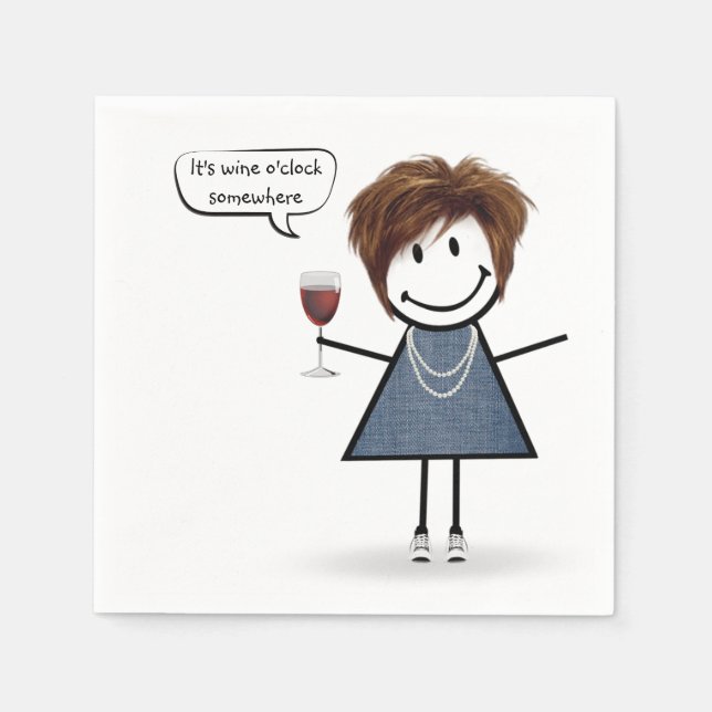 Party Girl with Red Wine  Napkins (Front)