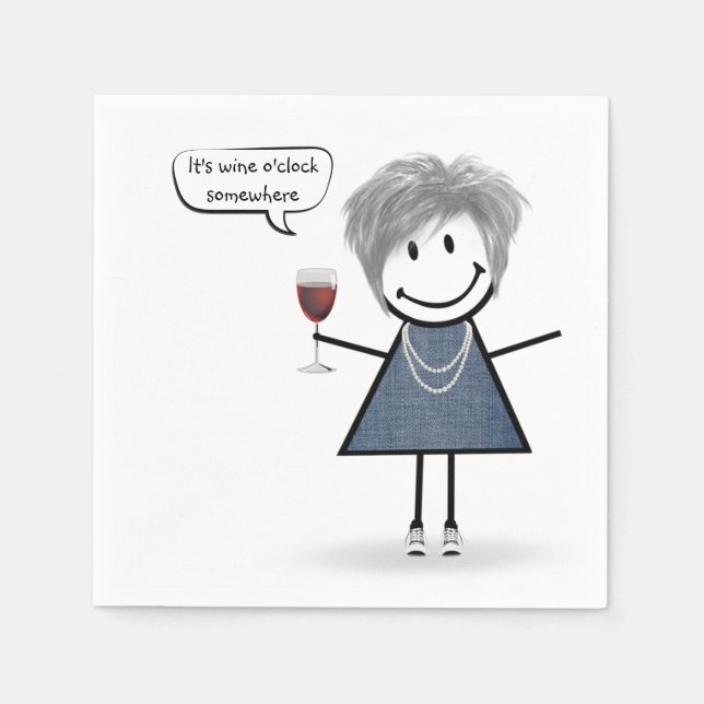 Party Girl with Red Wine  Napkins (Front)