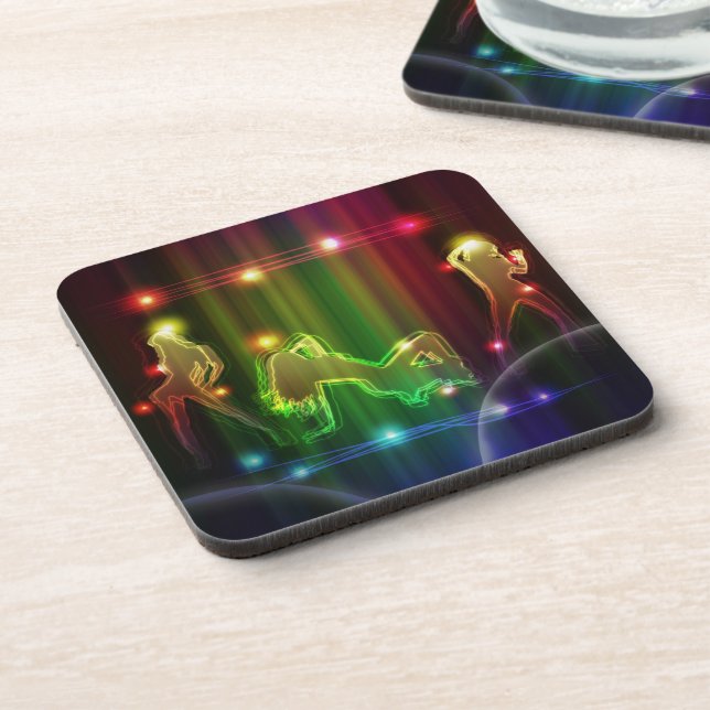 Party Girls Modern Trendy Neon Lights Beverage Coaster (Left Side)