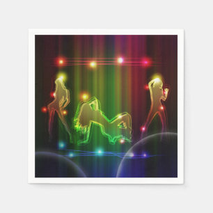 Party Girls Modern Trendy Neon Lights Napkins