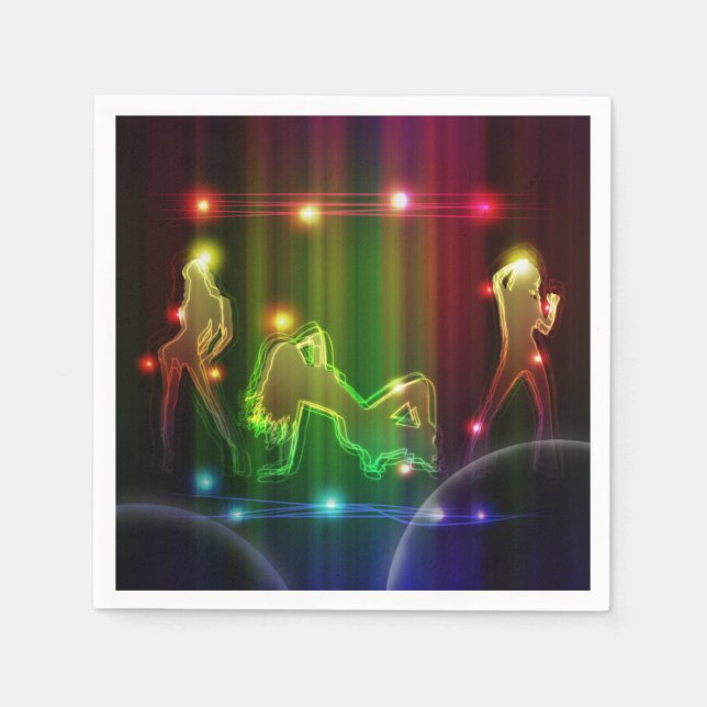 Party Girls Modern Trendy Neon Lights Napkins (Front)
