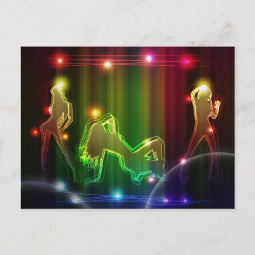 Party Girls Modern Trendy Neon Lights Postcard