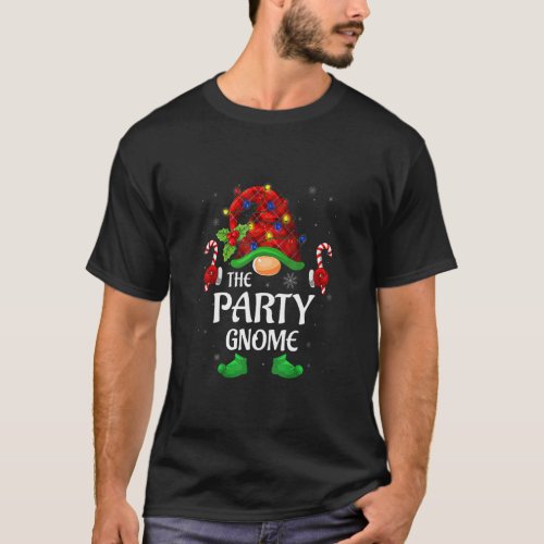 Party Gnome Buffalo Red Plaid Matching Family Chri T_Shirt