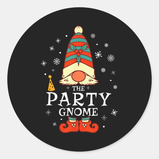 Party Gnome Xmas Group Family Matching Christmas H Classic Round Sticker (Front)