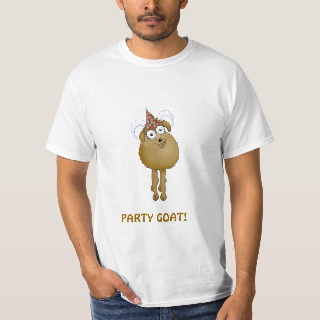 Party Goat (old goat) cartoon t-shirt (Front)